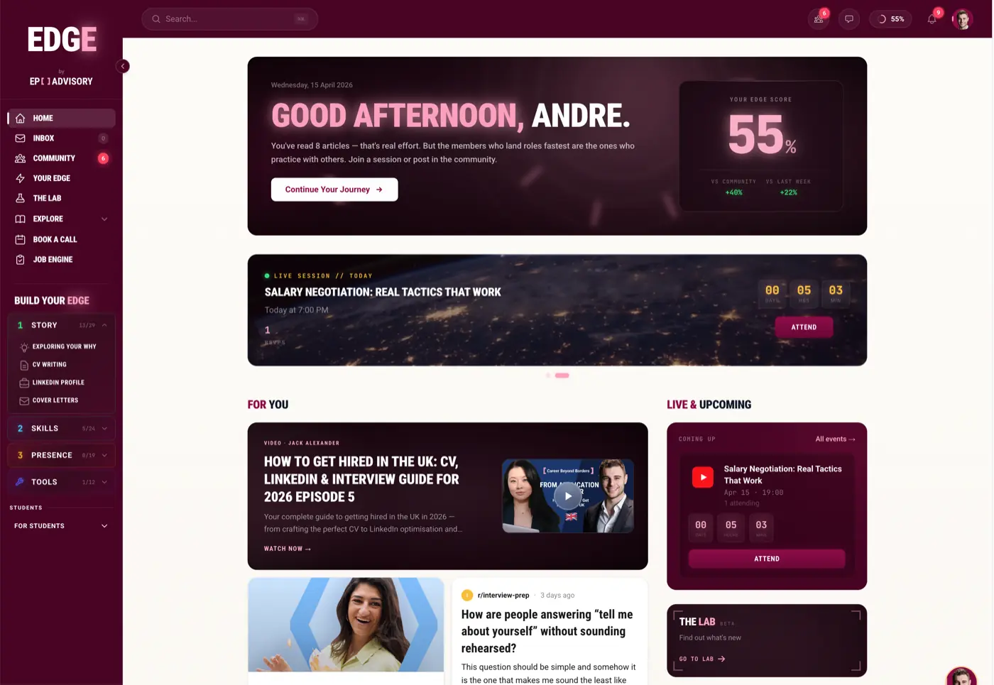 The EDGE dashboard and Edge Score