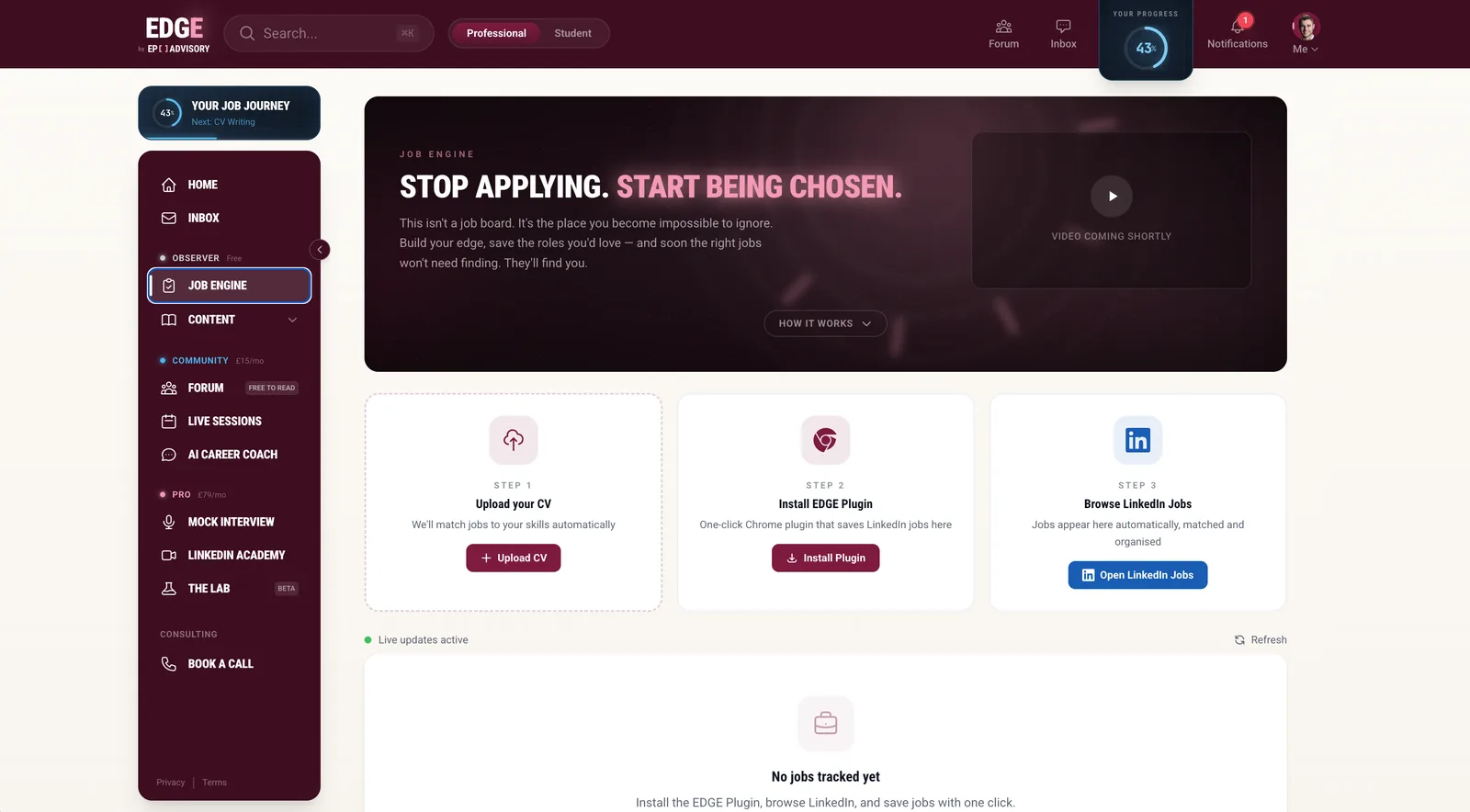 The EDGE Job Engine: scan 100 live roles in one click