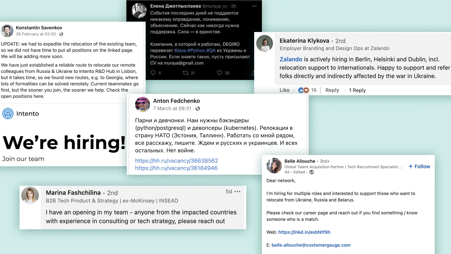 примеры сообщений с предложениями работы в LinkedIn