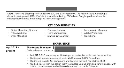Standard resume structure