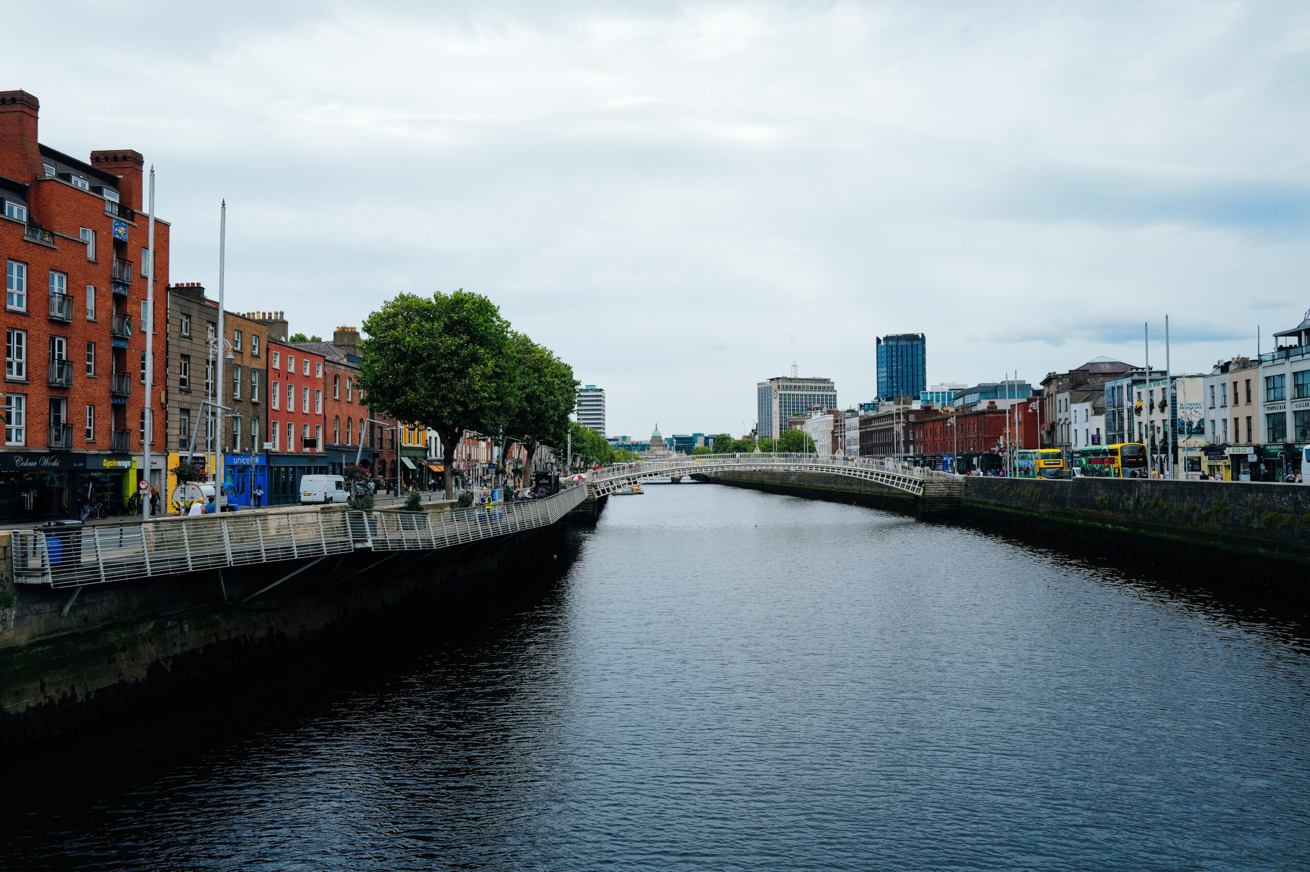 The Ha'penny Bridge over the River Liffey in Dublin, Ireland